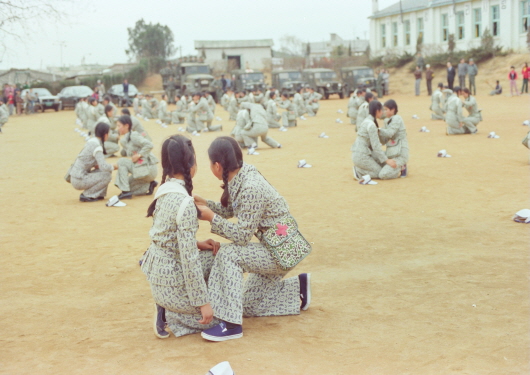 Military drill of students in Goyang High School