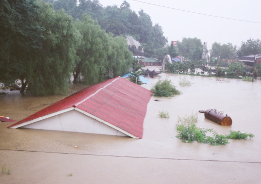 Flood damage in Hangang River and levee breach (1990-4)