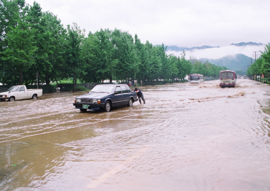 Flood damage in Hangang River and levee breach (1990-2)