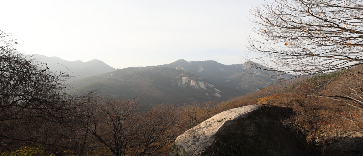 Bukhansan Mountain Ridge Seen from Military Camp Site