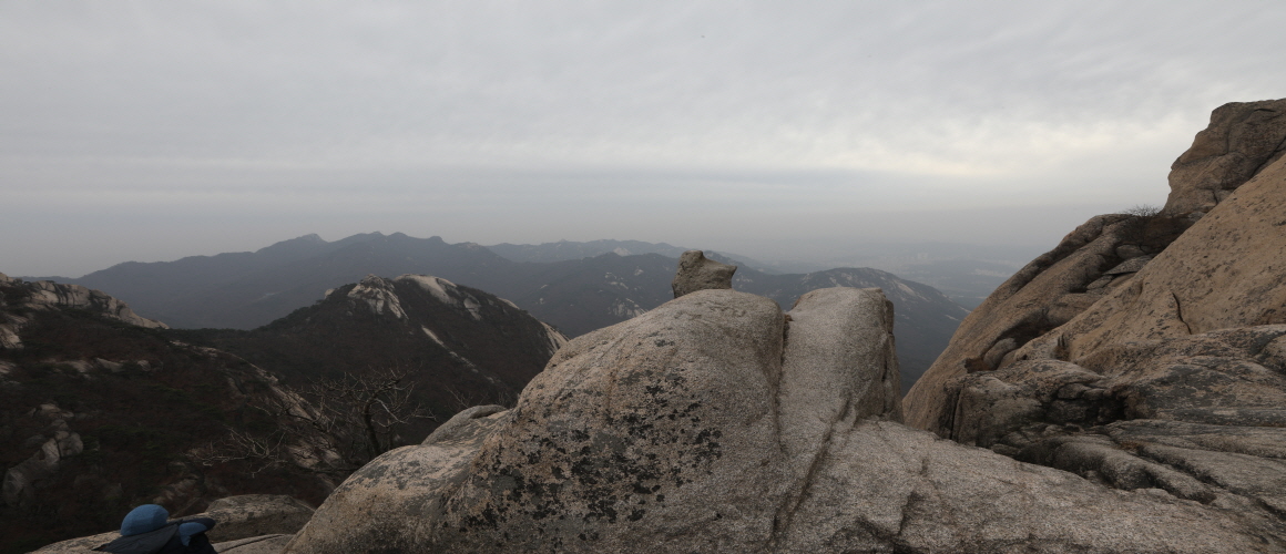 Branch Ridge of Bukhansan Mountain Seen from Bottom of Baegundae Peak