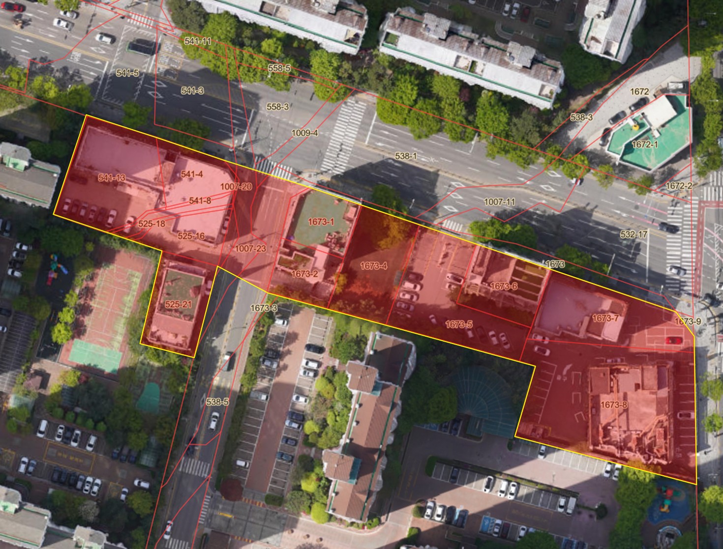 산들마을 골목형상점가 구역도