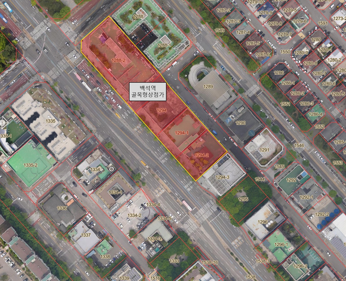 백석역 골목형상점가 구역도