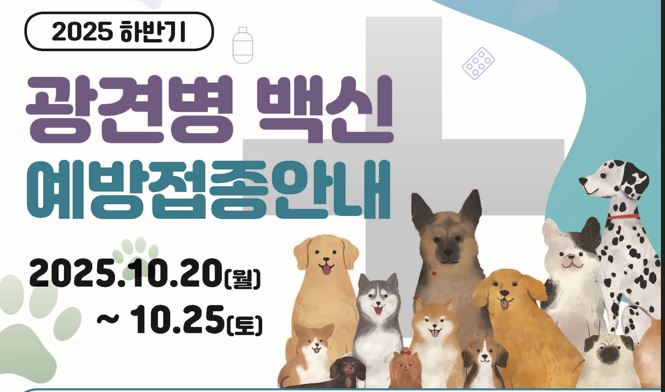 2025 하반기 광견병 
예방백신 접종 안내

자세히보기 >